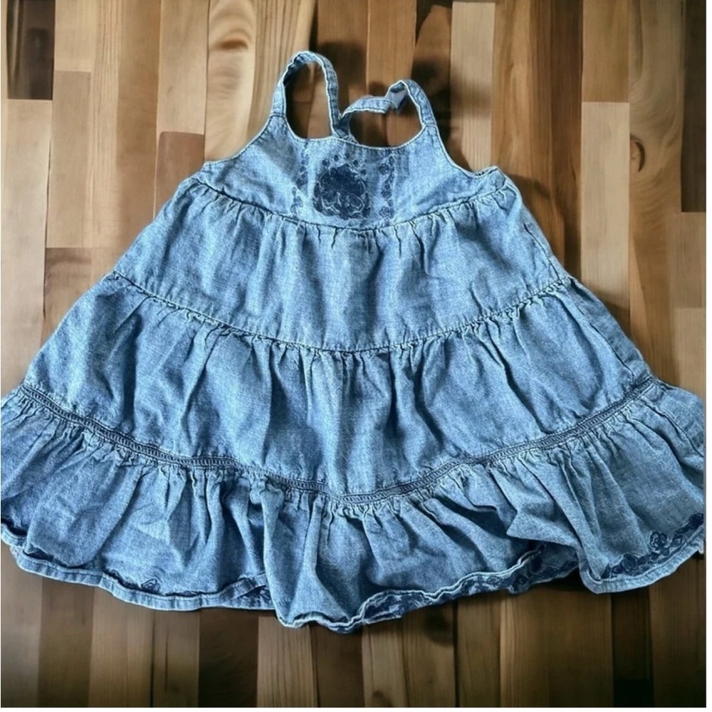 Old Navy baby girls 12-18m Blue Denim Tiered Dress